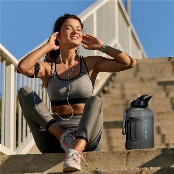 128 oz Water Bottle 2 in 1 Lid - 1 Gallon Water Jug Motivational Water Bottles - Picture 7 of 7